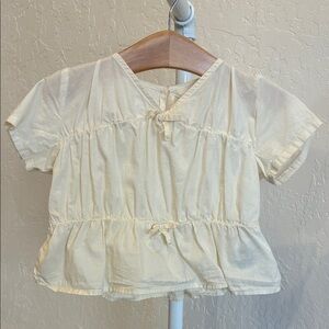 H&M Cream Short Sleeve Peplum Top with Tie Details